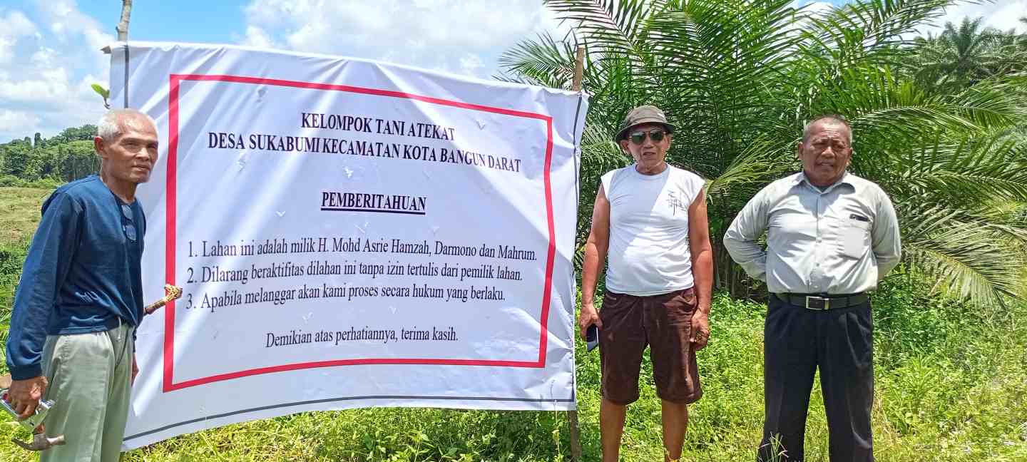 Sengketa Lahan 64 Hektare di Kota Bangun Darat, Warga Pasang Spanduk Klaim Kepemilikan