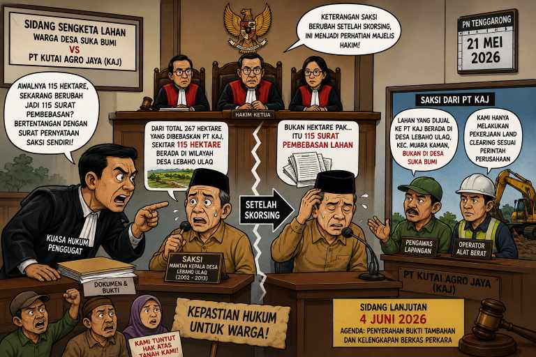 Sidang Sengketa Lahan PT KAJ Kembali Digelar, Keterangan Saksi Berubah di Tengah Persidangan.