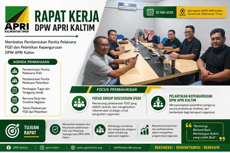 DPW APRI Kaltim Gelar Raker, Fokus Persiapan FGD dan Pelantikan Pengurus